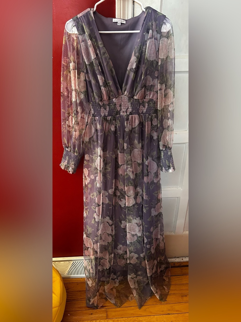 Baltic Born Layla Tulle Maxi Dress Purple Floral Sheer Romantic Wedding XL - Picture 8 of 15